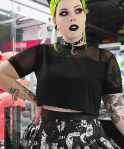 In Control Clothing (Plus) Black Mesh Crop Top