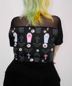 Gianella Baby (Plus) Goth Candy Black Mesh Crop Top