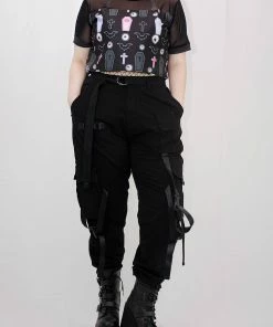 Gianella Baby (Plus) Goth Candy Black Mesh Crop Top