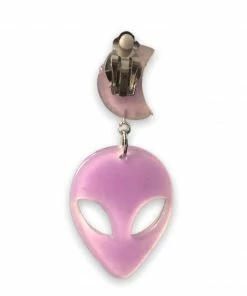 In Control Clothing Purple Alien Moon Clip On Earrings