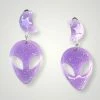 In Control Clothing Purple Alien Moon Clip On Earrings