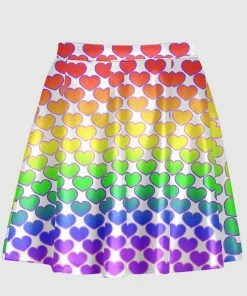 In Control Clothing New In Rainbow Heart White Skirt