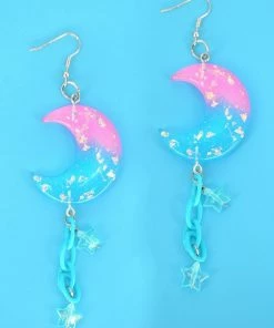 In Control Clothing Raspberry Galaxy Moon Earrings