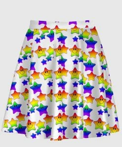 In Control Clothing Star Rainbow Road White Skirt
