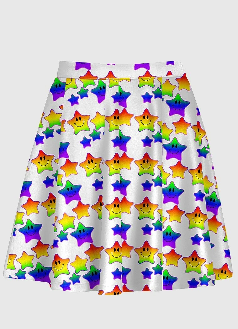 In Control Clothing Star Rainbow Road White Skirt 3 In Control Clothing Star Rainbow Road White Skirt