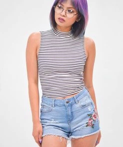 In Control Clothing Striped Sleeveless Crop Top