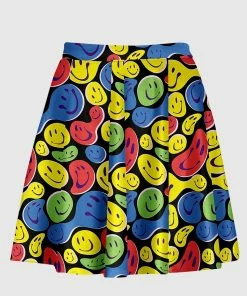 In Control Clothing Twisted Smiley Black Flare Skirt