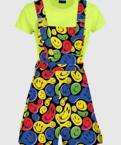 In Control Clothing Twisted Smiley Black Overalls